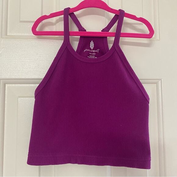 FREE PEOPLE • Movement Purple Happiness Runs Crop Tank Ribbed Raspberry Sherbet - Picture 2 of 4